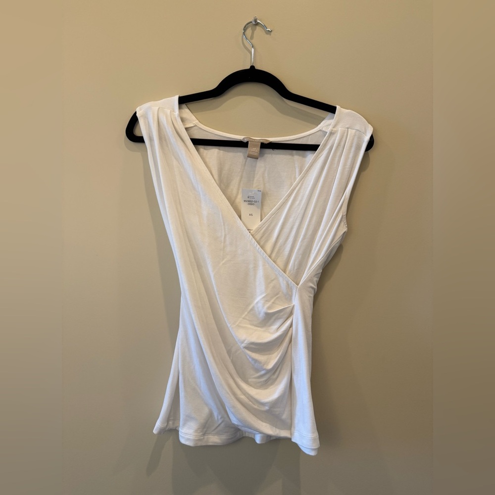 NWT Banana Republic White Draped Blouse